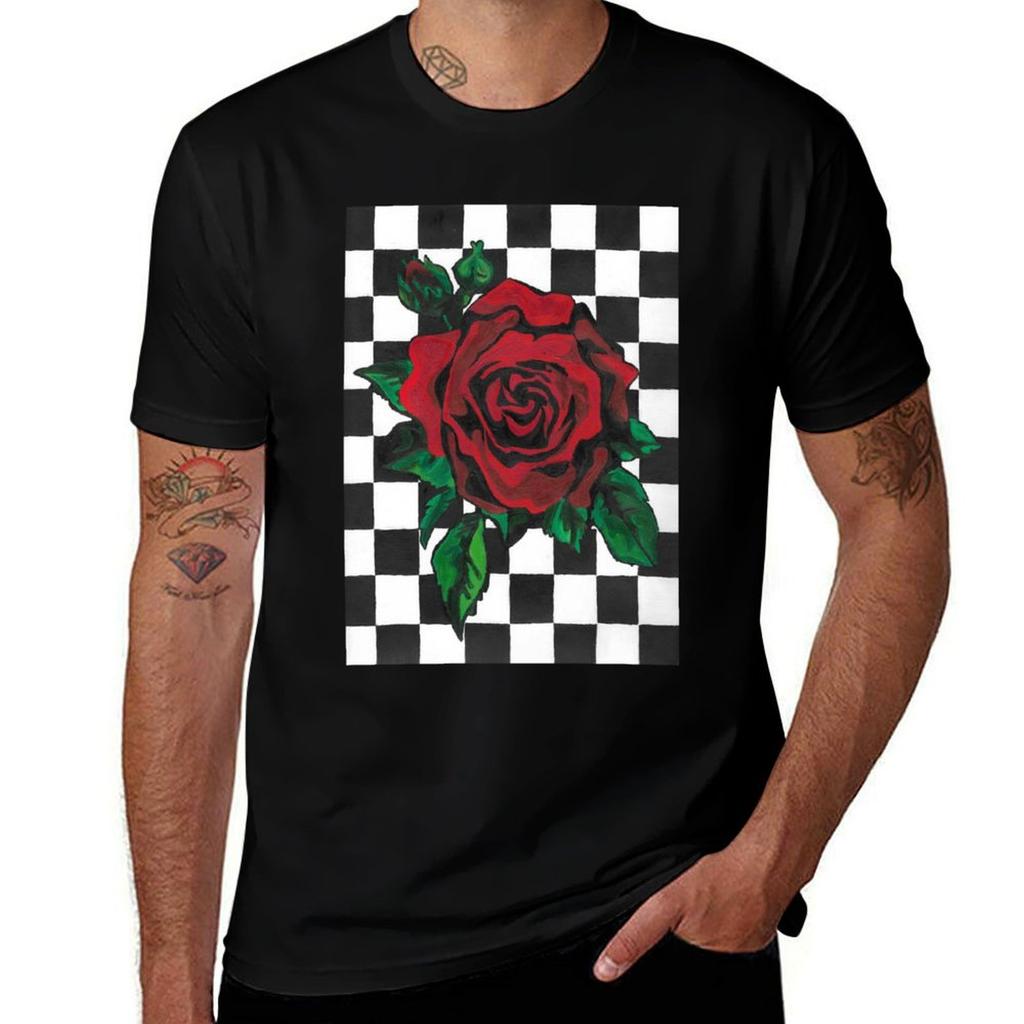 Chequered Rose Tshirt Holiday Lightweight Tshirt