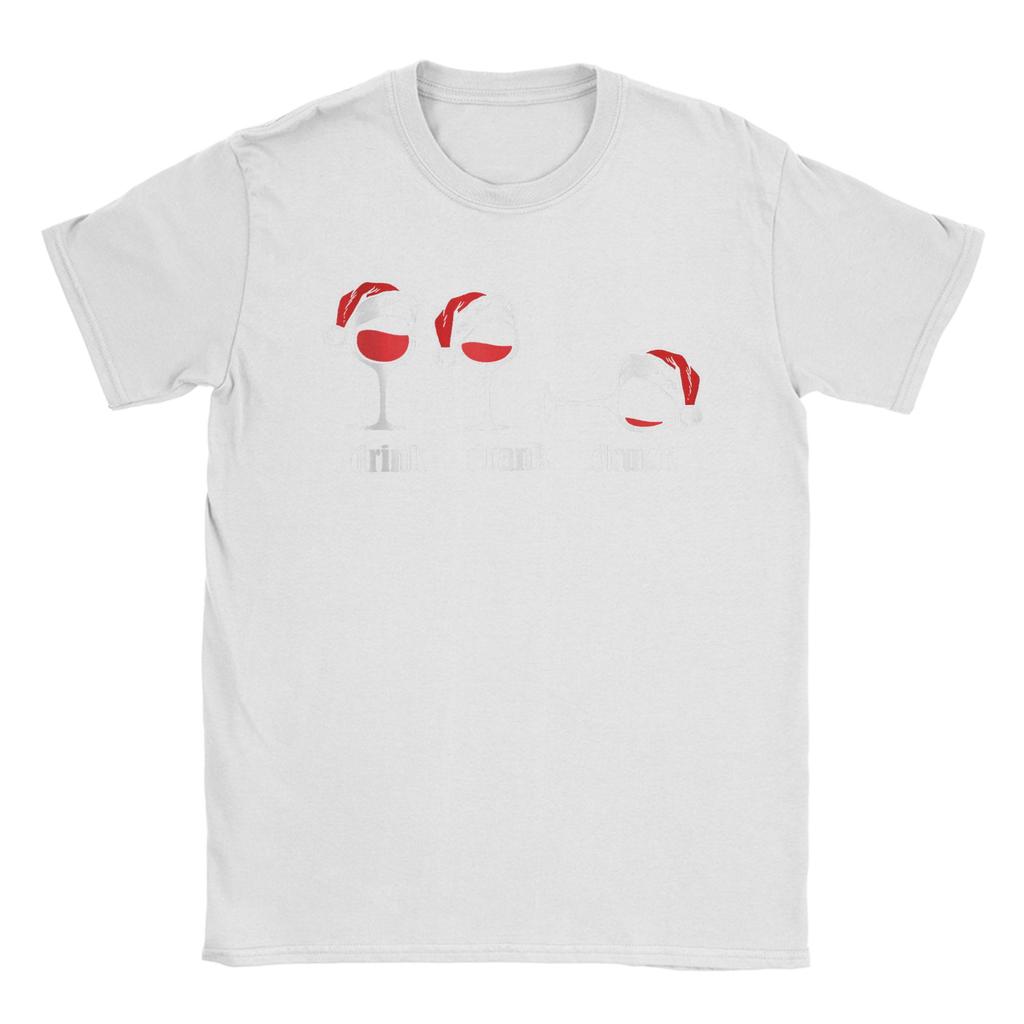 Drink Drank Drunk Weingläser Weinliebhaber Weihnachten Herren T-Shirts Neuheit T-Shirts Kurzarm O-Ausschnitt T-Shirts Baumwolle 4XL 5XL Tops