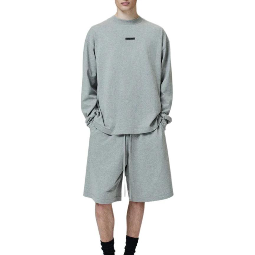 Fear of God Essentials Classic Short-Sleeve Tee Concrete Heather Men Tops Grey 125SP254205F