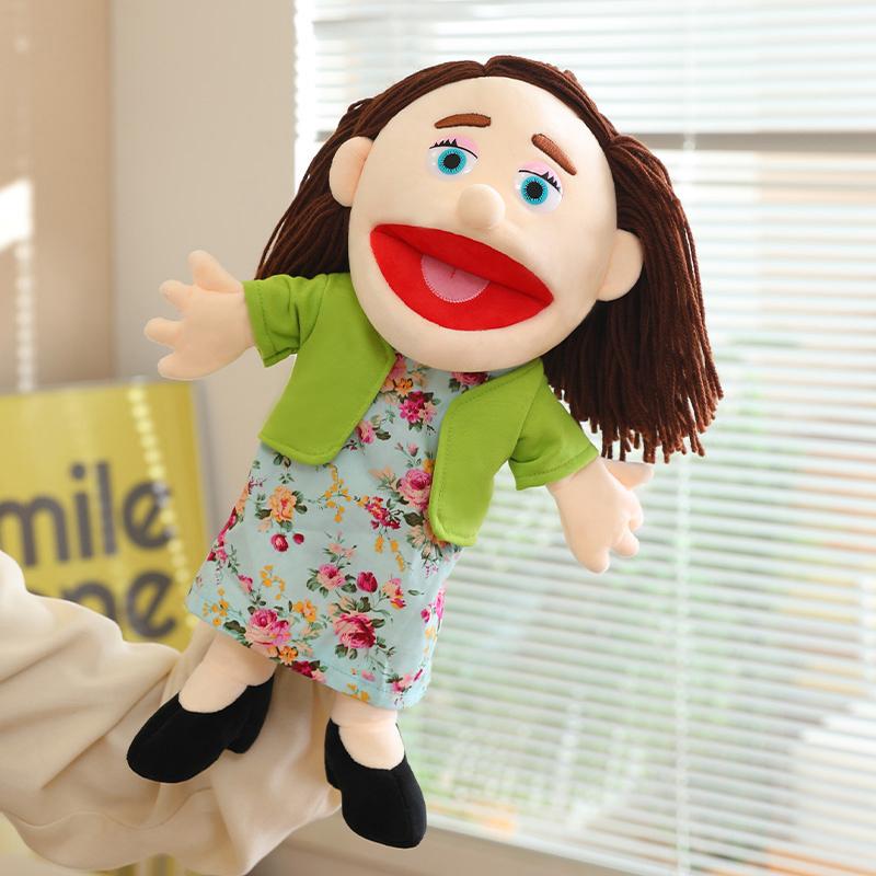Funny Puppet Doll 38cm Family Series Hand Puppet Role Play Bedtime Story Props Family Playing Toys Doll Educational Toy