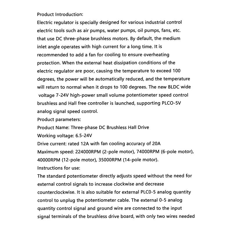 DC 6,5V-27V Bldc 3-fázový bezkomutátorový ovladač motoru Hallless DC motor Drive deskový ovladač rychlosti s potenciometrem