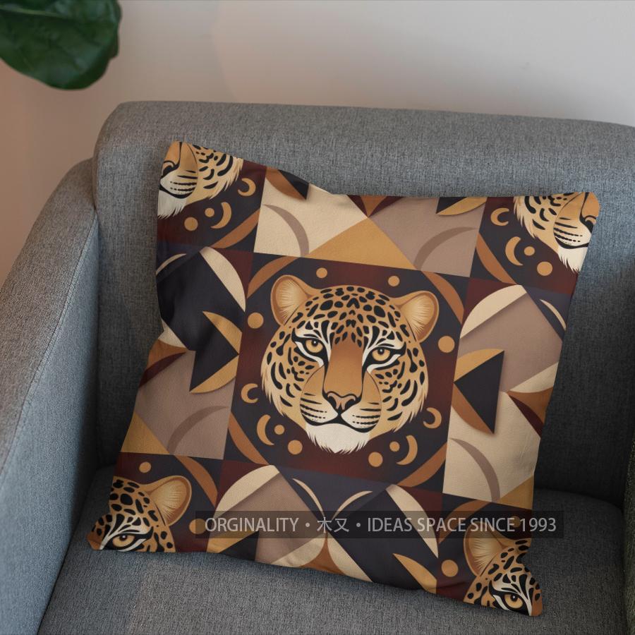 2D Colorful Geometric Leopards Pattern Pillow Cover Pattern Cushion Cover Suitable For Sofa Bedroom Car Pillow Cover