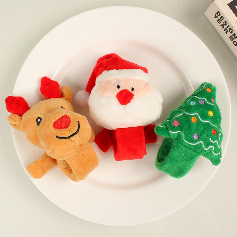 Christmas Cartoon Plush Slap Bracelet - Cute Japanese & Korean Big Head Wristband Gift