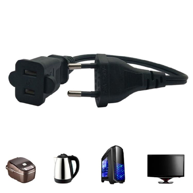 EU4.0mm to Nema 1-15R Conversion Cord EU Standard Male Plug to Female US Socket