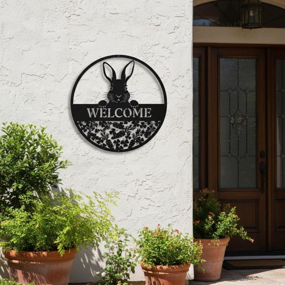 Custom Rabbit Metal Sign for Garden Wall Art Porch Decor Easter Outdoor Gift