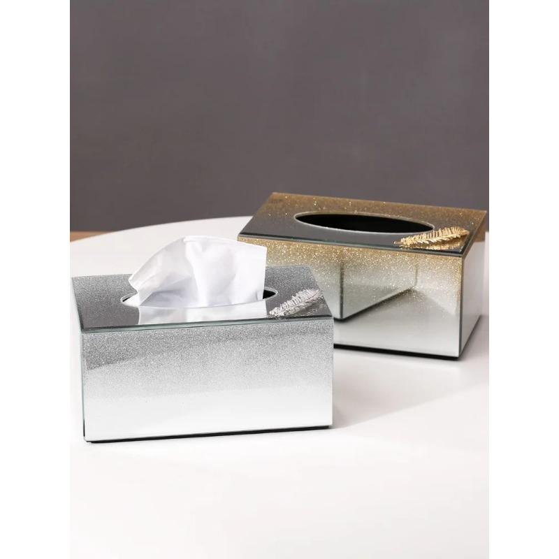 Luxury Glass Tissue Box Paper Holder Napkin Storage Living Room Desktop Household Home Decoration