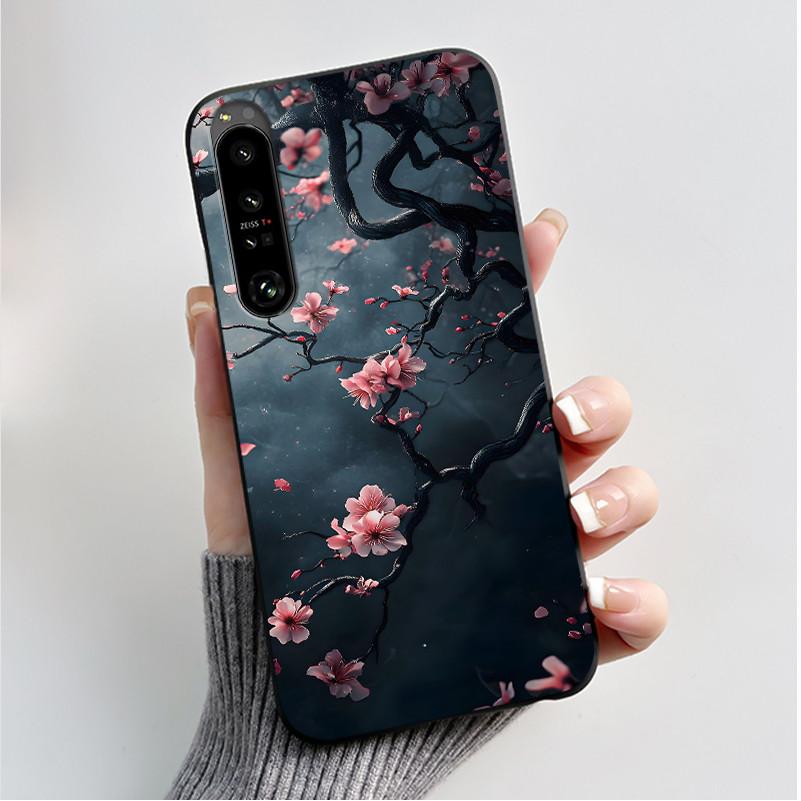 

For Sony Xperia 1 VII VI V IV Case Fashion Luxury Flower Butterfly Soft Black TPU Back Cover Ultra thin Shockproof Shell Fundas Sony Xperia 1 VII