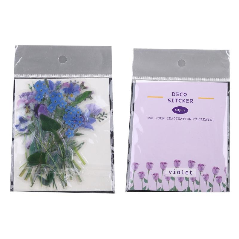 Artificial Flower Stickers Assorted Styles Floral Decorative Scrapbook Stickers Flowers Plant Series Decals for Laptop
