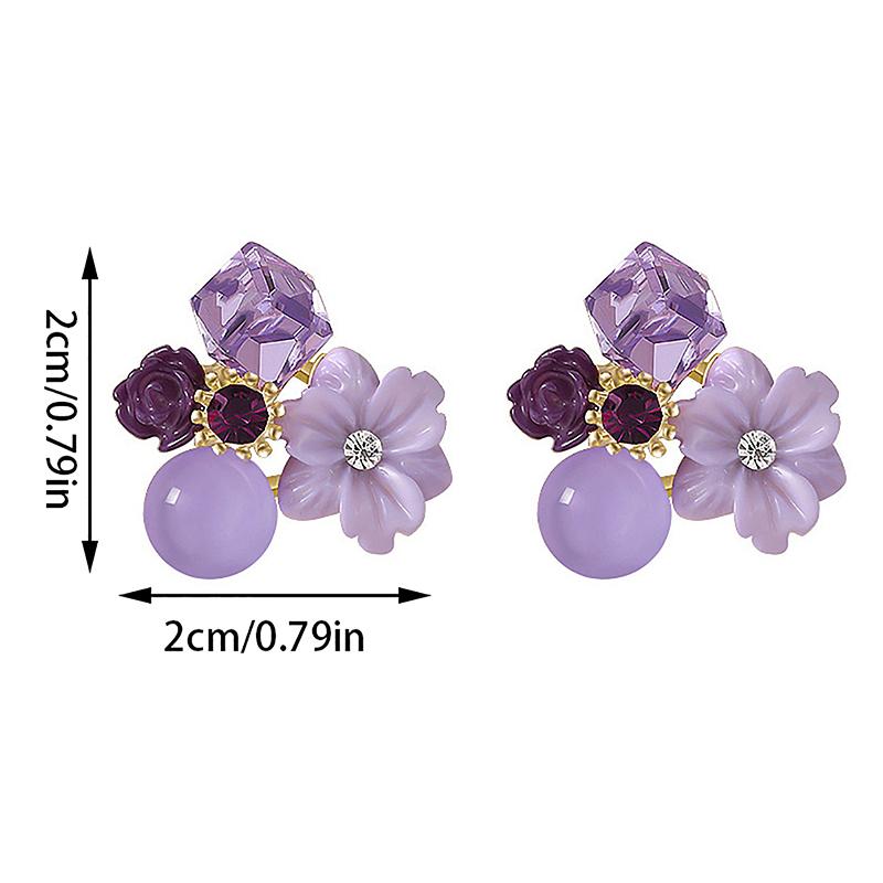 Fashion Retro Elegant Exquisite Crystal Flower Stud Earrings For Woman Light Luxury Temperament Y2K Jewelry Wedding Party Gift