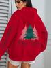 Merry Christmas Tree Print Women's Loose Y2K Hip Hop Hoodie