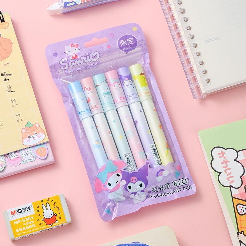 Sanrio Cute Cartoon Highlighters: Eye-Friendly Journal Markers for Students