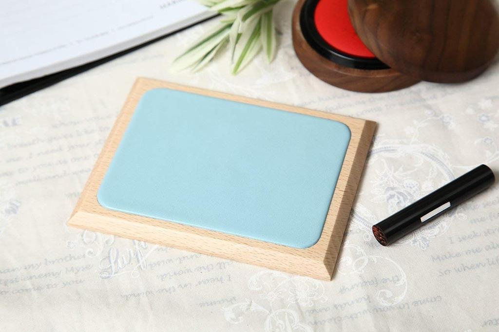 KATOMOKU Luxurious Printing Mat Made from Solid Wood and Natural Leather, 45° Surface, Light Blue, km-04LB