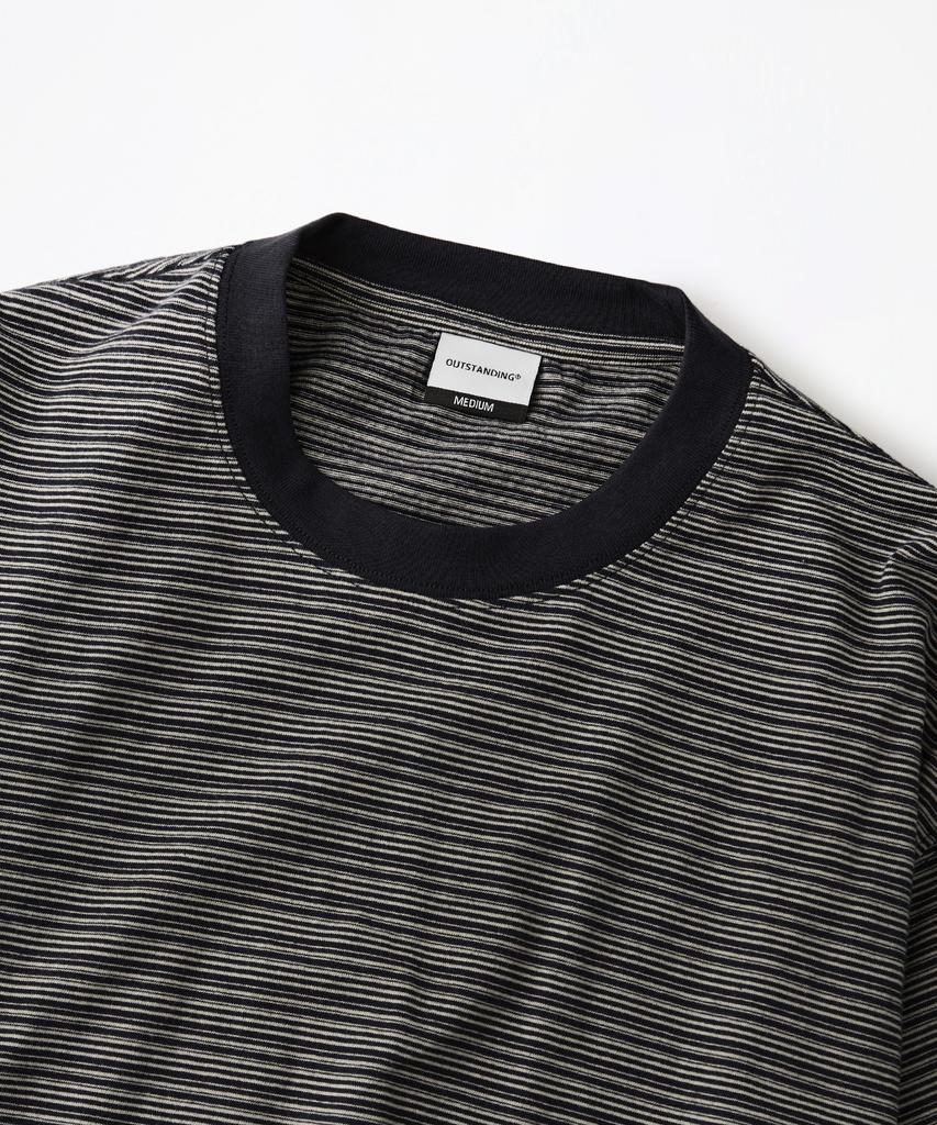 OUTSTANDING Thin Stripe Long Sleeve Tee_Navy/Ivory