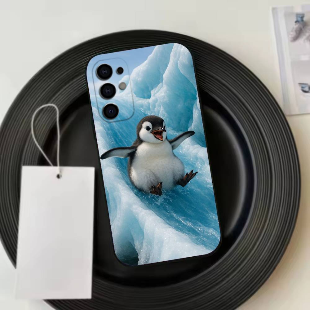 Funny Happy cute P-Penguin Phone Case For Samsung S25,S24,S21,S22,S23,S30,Ultra,S20,Plus,Fe,Soft Silicone Black Cover