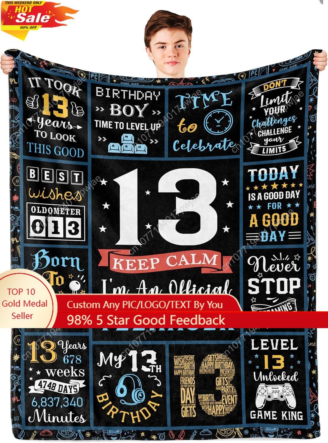 13 Year Old Boy Gifts 13th Birthday Gifts for Boys Blanket Coolest Presents for 13 Year Old Boy Custom blankets 75X95CM