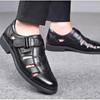 Summer Hollow Leather Shoes Men Casual Leather Sandals Breathable Hole Shoe Sandals Mens Slippers Hombre  Shoes