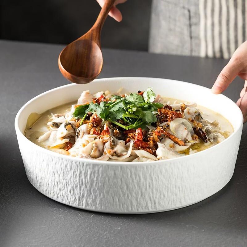 Naijiang Commercial Deep Ceramic Serving Plate with Stone Pattern