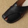 Fashion Women's New Spring/Summer Square Headed Cross Comfortable Low Heel Large Headed Muller Slippers