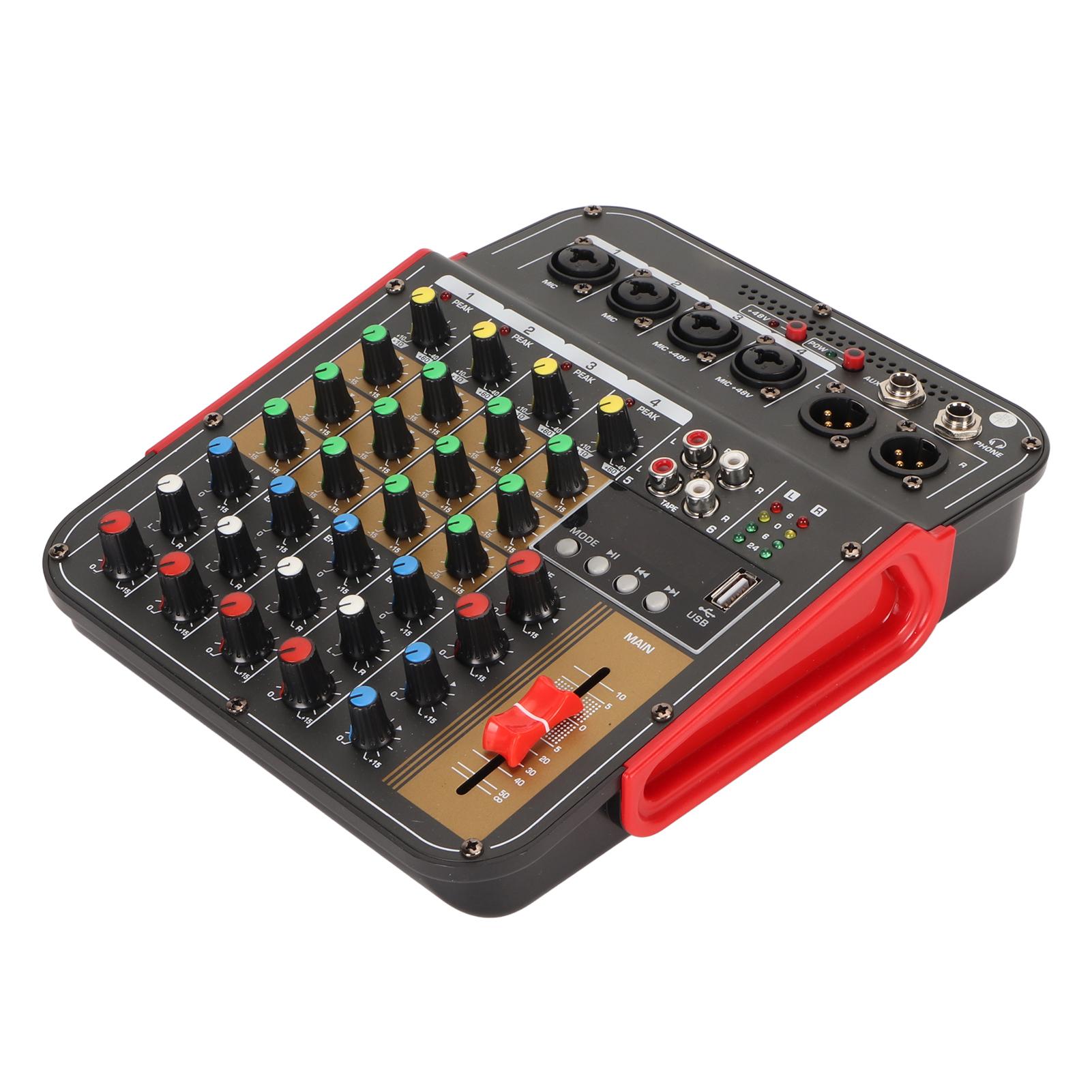 

4-канальный микшер 48 В многофункциональный компактный профессиональный звуковой микшер для сцены дома 100‑240 В США US Plug