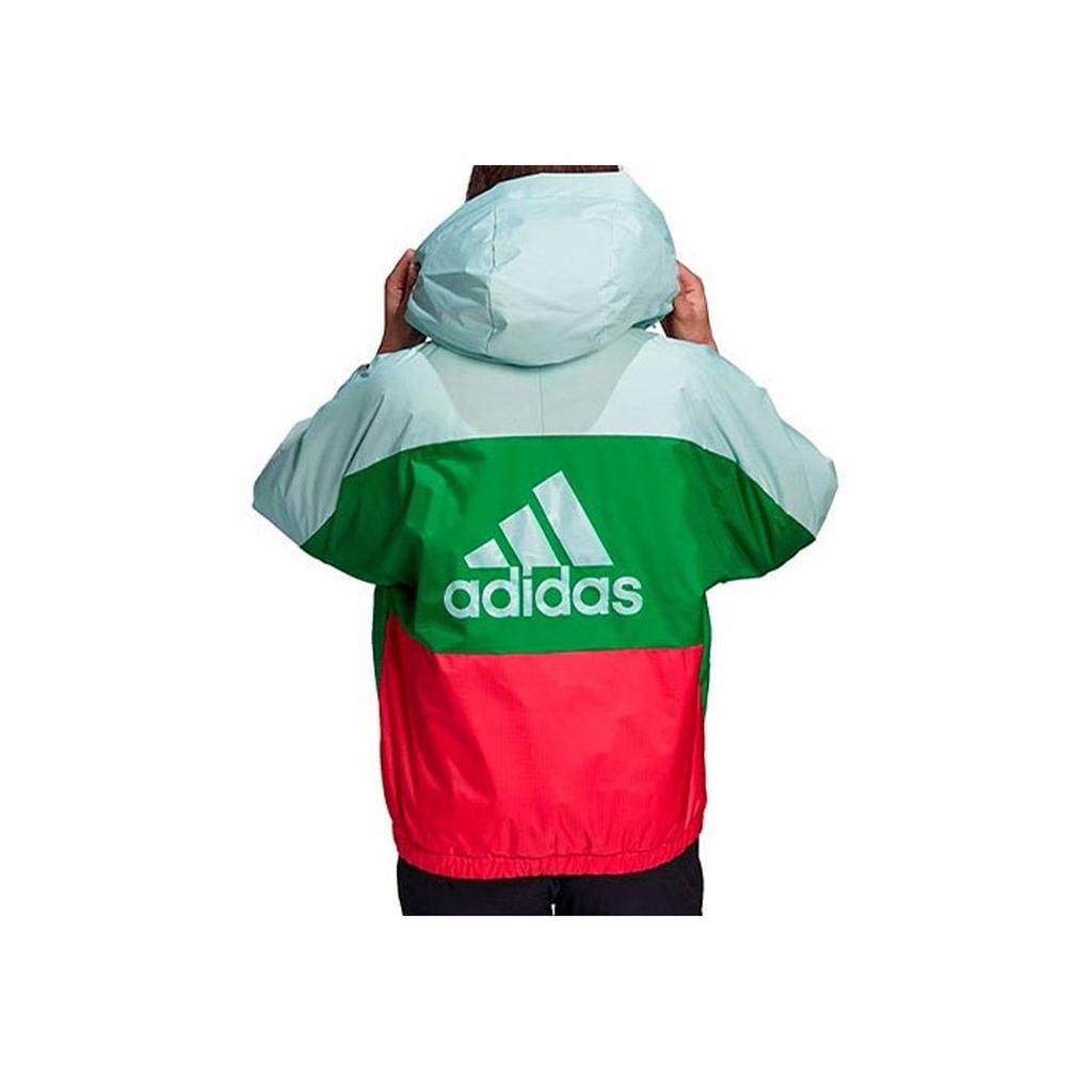 Adidas Warm Color Block Sports Hooded Down Jacket Women Jacket Green GF0015