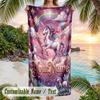 Fantasy Magic Theme Beach Towel Personalized Custom Name & Text Soft Quick Dry Beach Towel for Swimming Travel