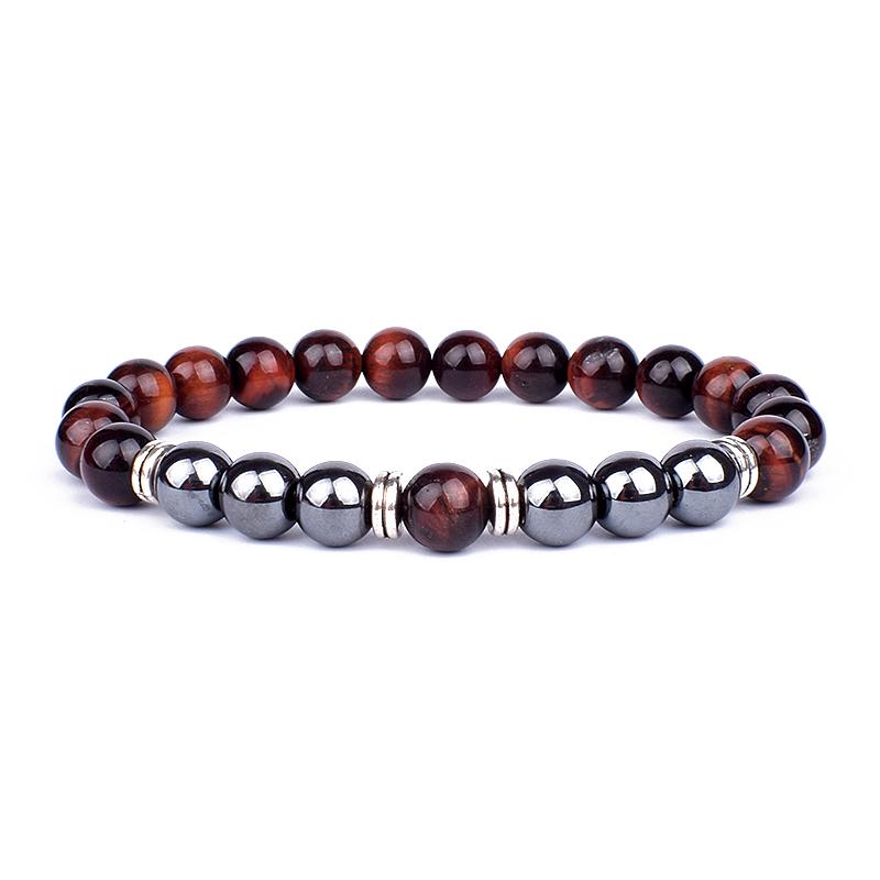 Natural Tiger Eye Beads Bracelet Hematite Stone Beaded Yoga Energy Bracelet for Women Men Charm Jewelry Gifts Pulsera de hombre