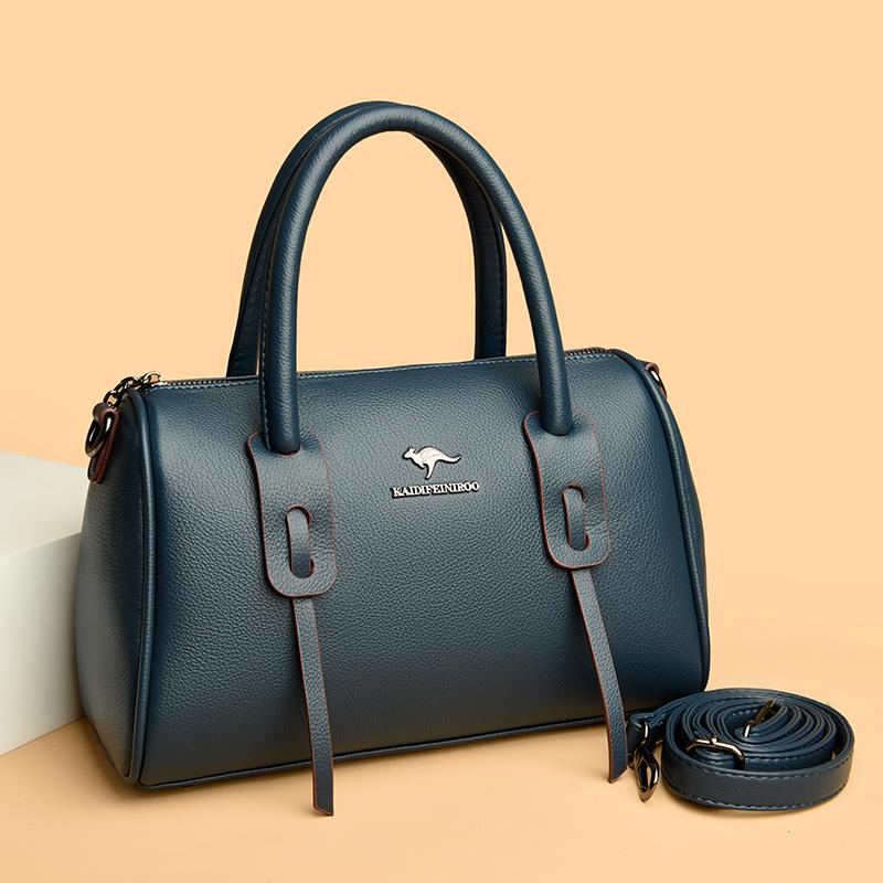 New Vintage Boston Leather Plutonium Large Capacity Women's Bags  Solid Color Female Fashion Shoulder Crossbody Bags