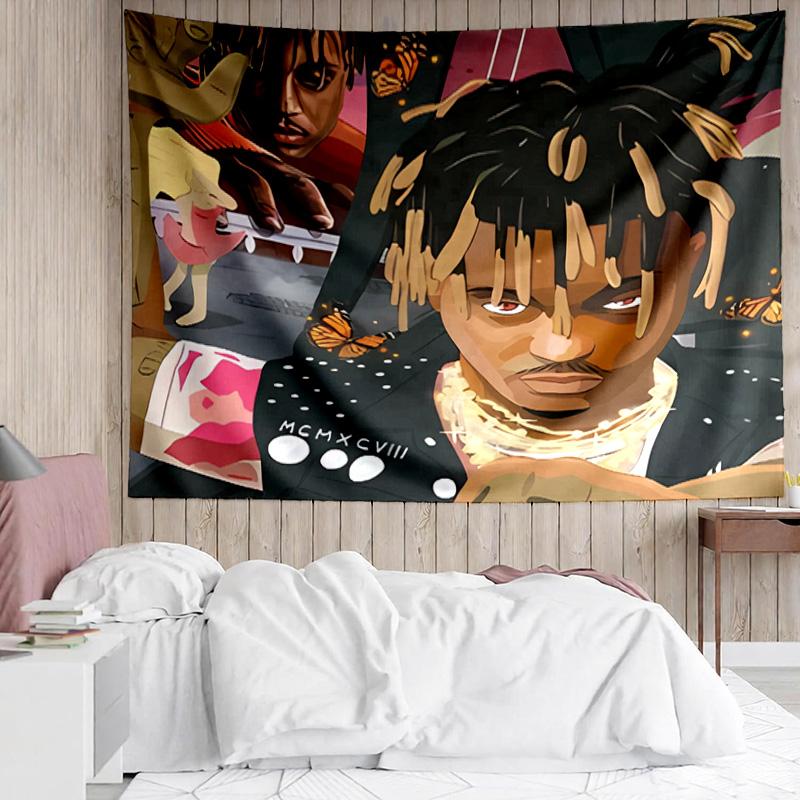 Juice WRLD Tapestry for Bedroom Aesthetic Classroom Tapestries Wall Hanging for Living Room Dorm Office,Ideal Creative Gift
