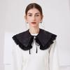 Sophisticated Sequins Quilted Cape False Collar Chinese Elegant Ruffled Lace Layering Shawl Clothing Accessory for Dress