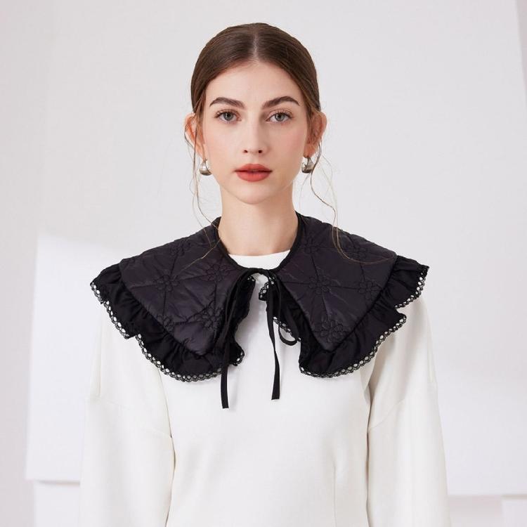 Sophisticated Sequins Quilted Cape False Collar Chinese Elegant Ruffled Lace Layering Shawl Clothing Accessory for Dress