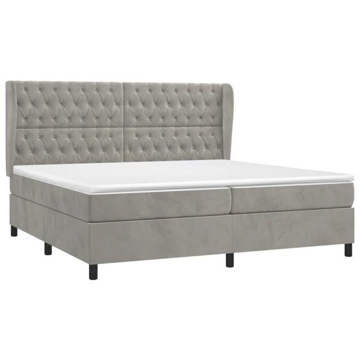 Maison Exclusive - Sommier à lattes de lit et matelas Gris clair 200x200cm Velours