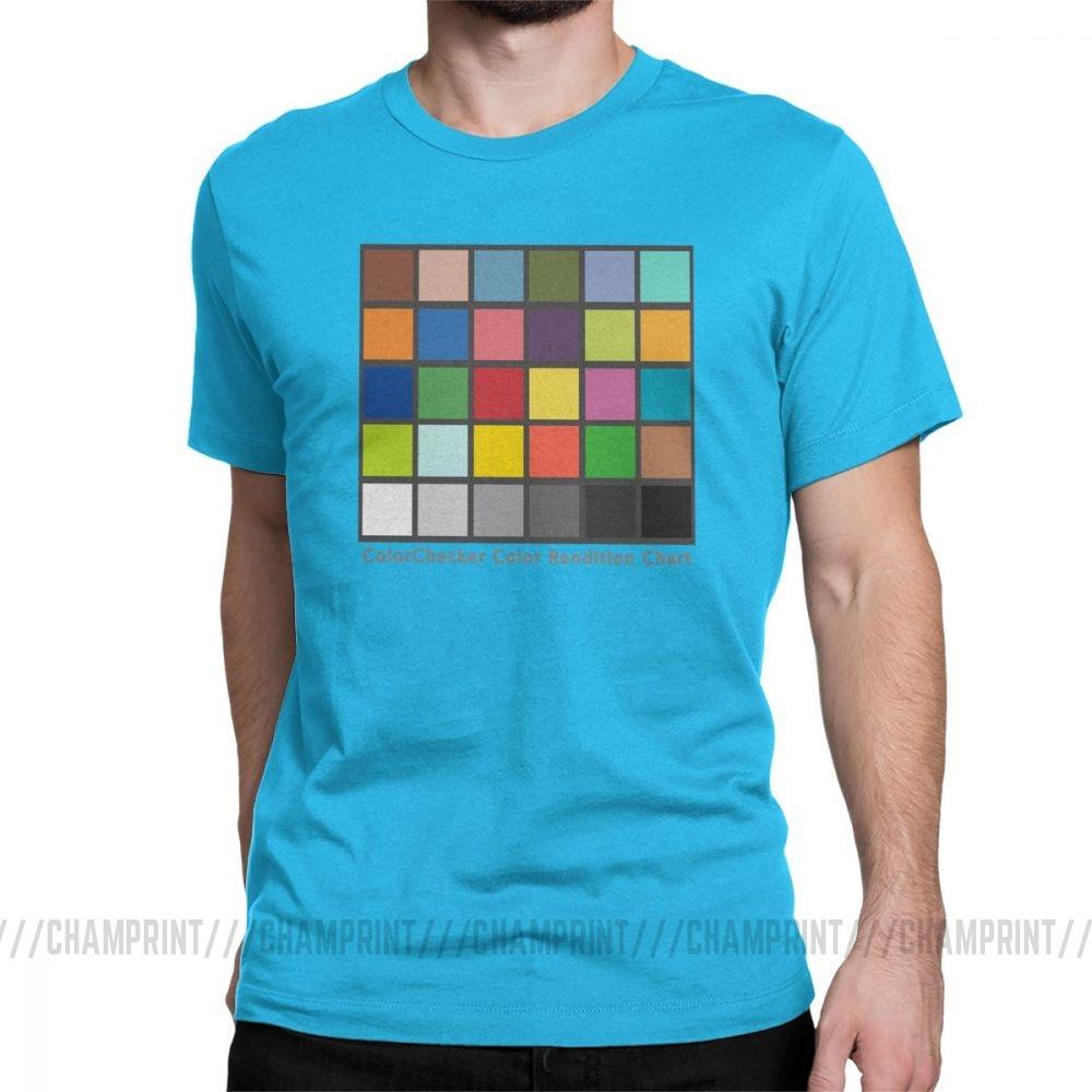 Herren Color Checker Tabelle T-Shirt Vintage Baumwolle T-Shirt Kurzarm Fotograf T-Shirt Rund