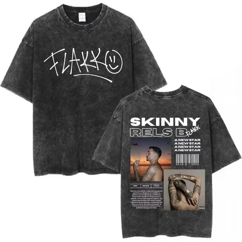 Washed Vintage Rels B Flakk Skiny Flakk Smile T-shirt Boys Don't Cry Letter Graphic T-shirts Men Women Casual Oversized T Shirts