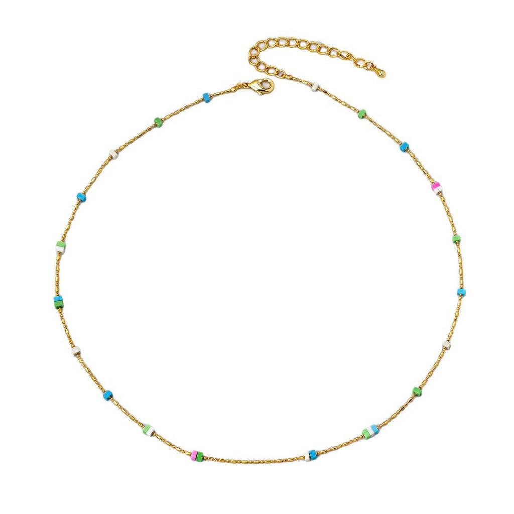 Women's Niche Design Gold Plated Copper Seed Bead Clavicle Necklace