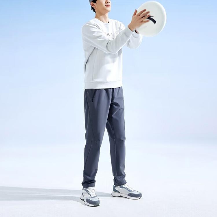 Anta Lifestylová série Pletený pulovr s nápisem Mikina s dlouhým rukávem Pánská mikina Clear-Wind-Gray 152337713-1