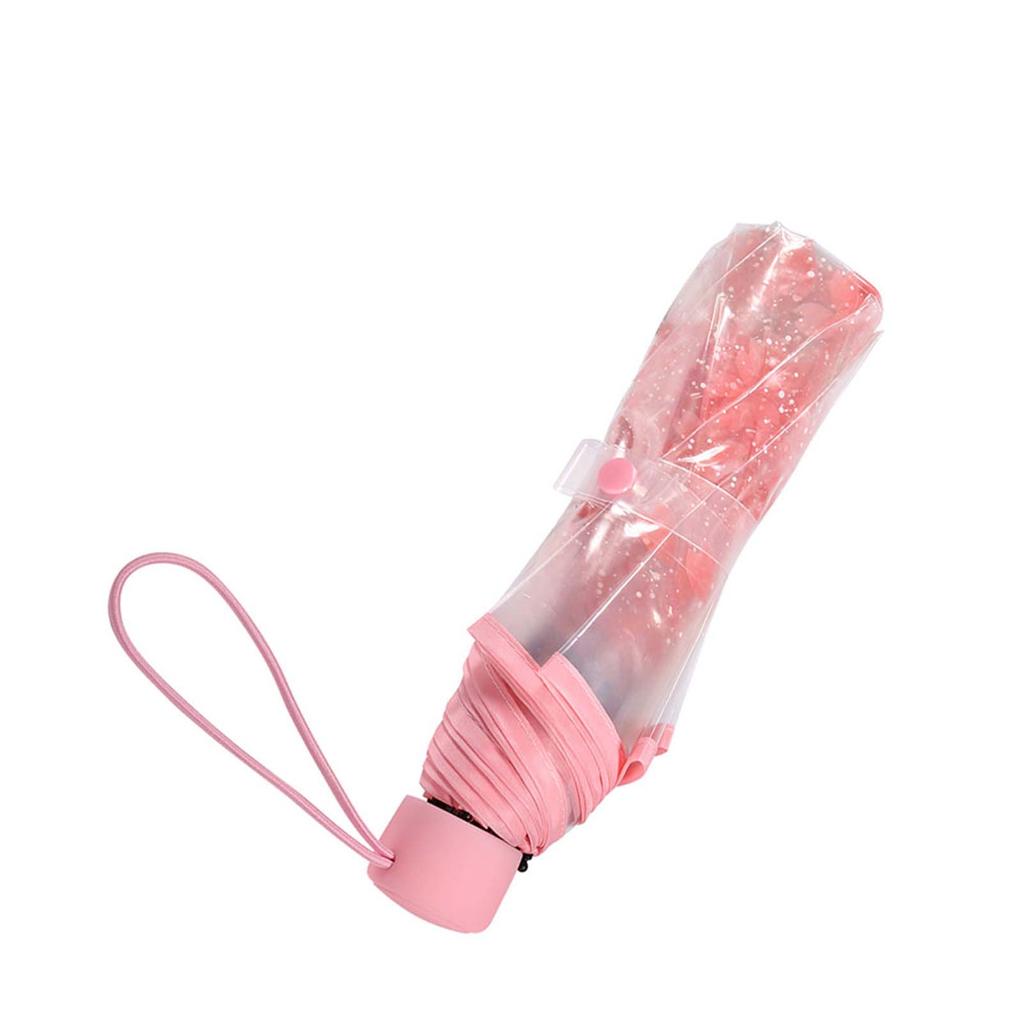 1PC Transparent Folding Umbrella Fashionable Princess Umbrella Cherry Blossom # Pink