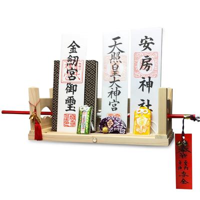 [Sakura Zen] Wall-Mounted Shinto Altar, Versatile Modern Design, Colorful Cloud, Crystal, Torii Gate, Made In Japan (Hinoki Cypress), Crystal Decorati