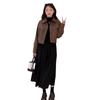 Hepburn Style Black Knitted Dress Women's New Early Autumn Semi-turtleneck Bottomed Inner Long Dress
