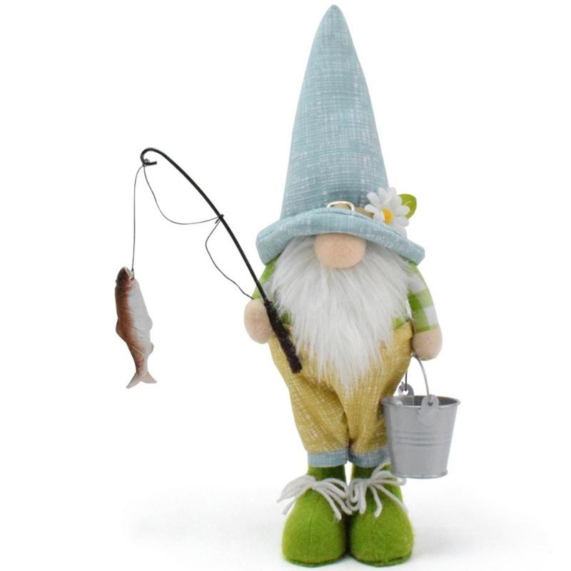 

Fishing Gnomes Plush Decorations,Handmade Scandinavian Tomte Fisherman Elf Gnomes Home Tabletop Decors Ornament Gift синий