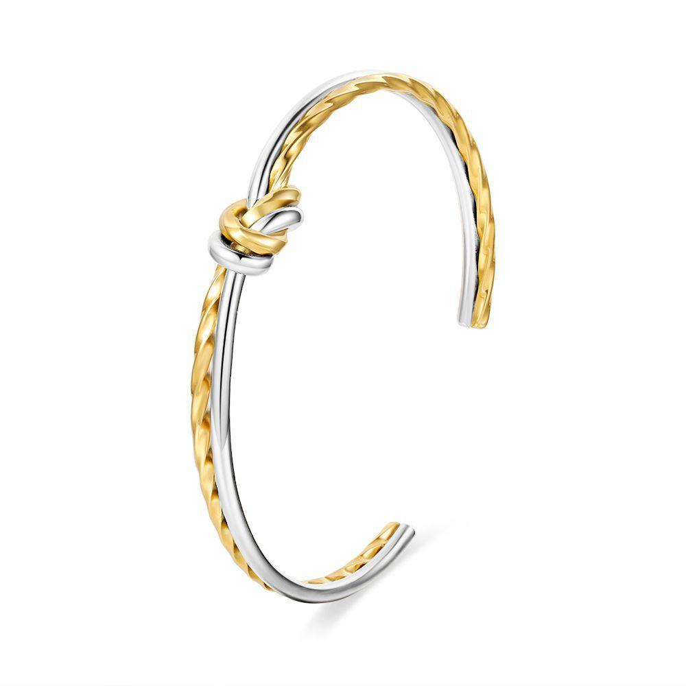 JYL TS Bracelet Knot Design Bangle 18K Gold Plated-Ties Luck & Strengthens Bonds