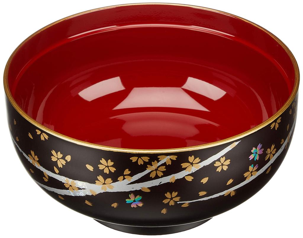 Mitani Yamanaka Lacquerware Soup Dark Four Zoni Bowl, Brown, 13.3cm, Haruka, Seasons, Bowl, M17042-9