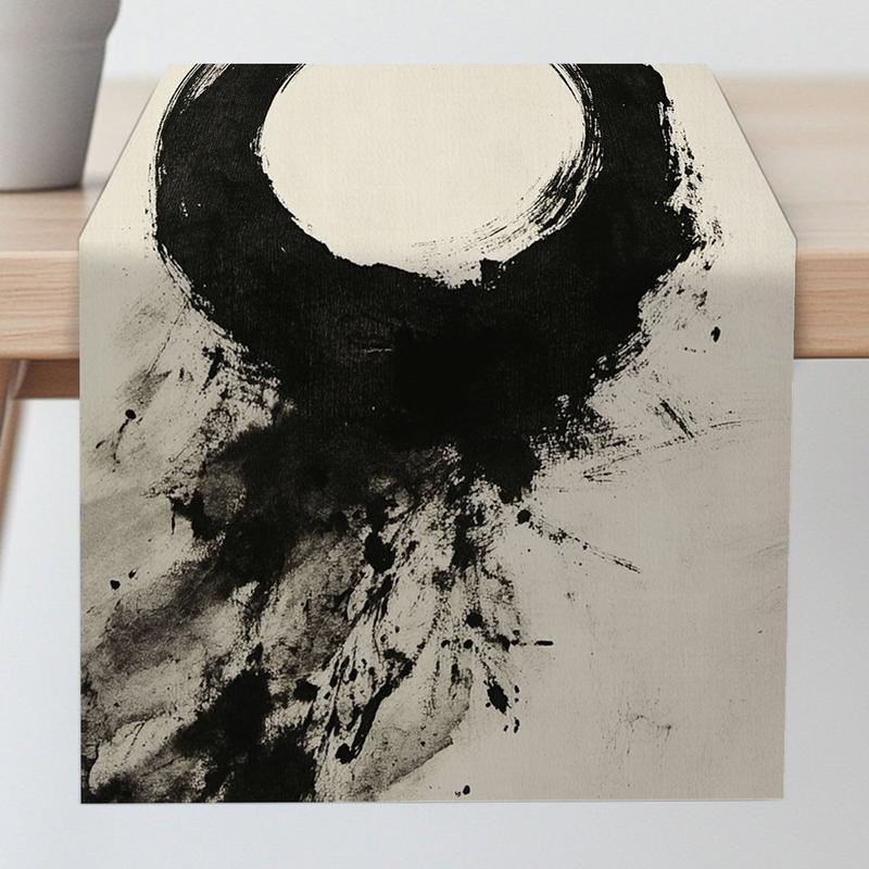 Jingyue Pet Women's Abstract Ink Wash Art Table Runner, Zen - Style Decor For Dining & Coffee Tables Clothing