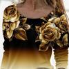 Women Shirt Floral Print Gradient Color All Match Spring Blouse for Daily Wear
