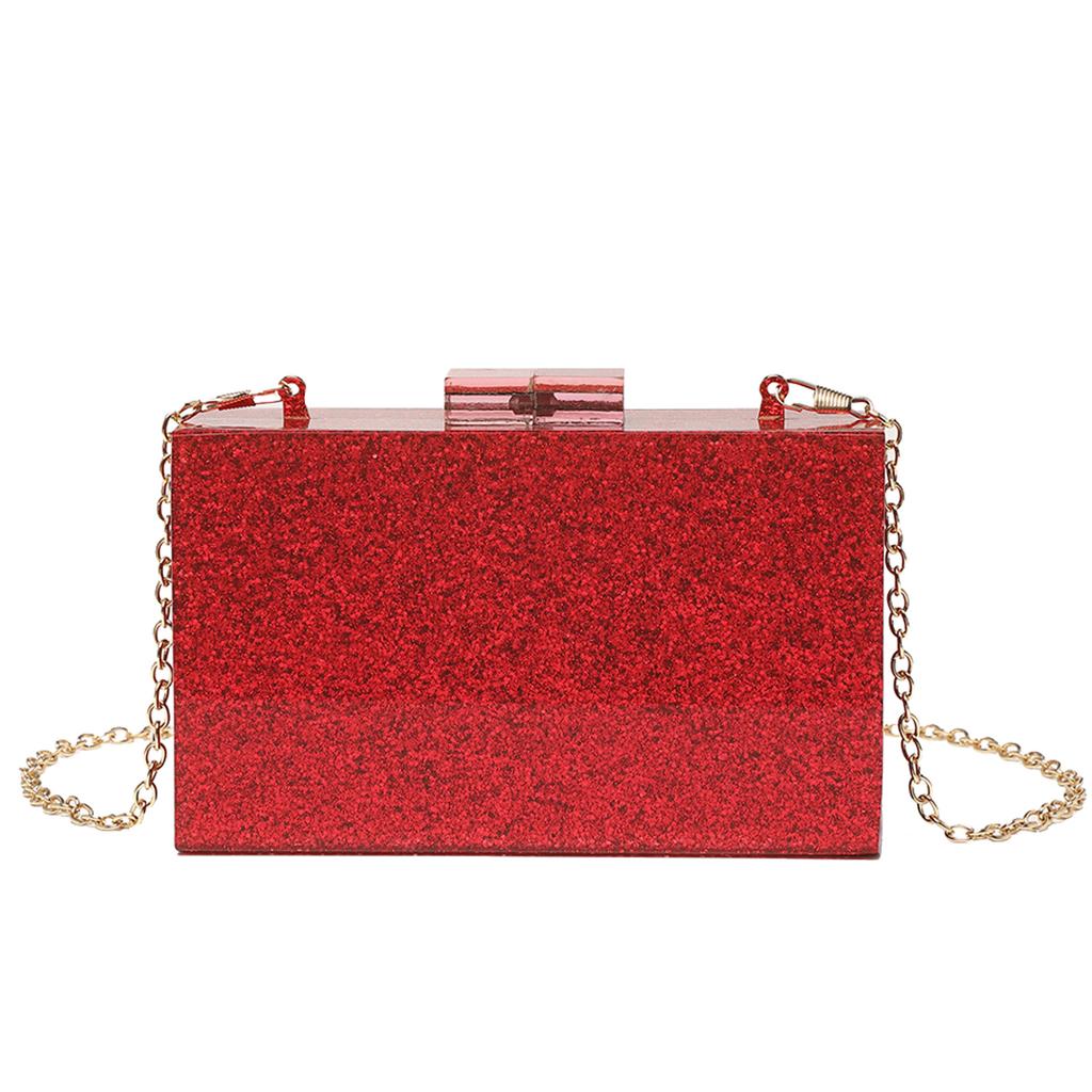 Sequined Acrylic Box Party Clutches Wedding Evening Bags for Women Designer Female Purses and Handbags Chic Chain Shoulder Bag