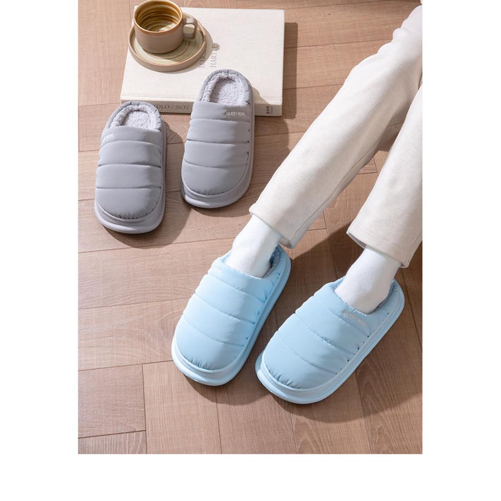 Waterproof Cotton Slippers for Men, Winter Warmth, Indoor Home, Thick Bottom, Plush Warmth, Anti Slip Cotton Slippers for Women