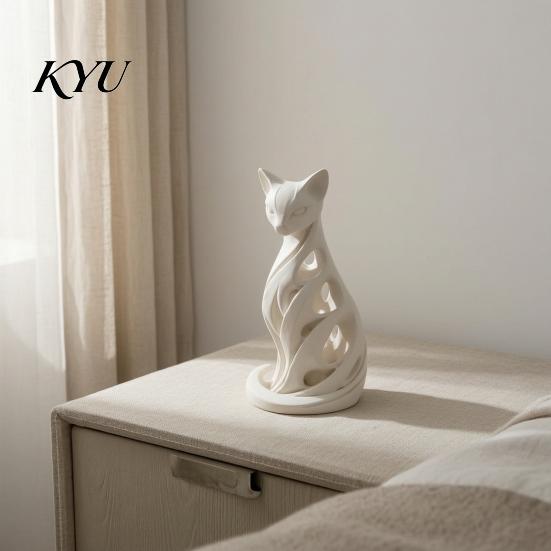 Modern Indoor Decorations Spiral Cat Sculpture Resin Ornament, Creative Twisted Statue, Artistic Decorative Ornaments Desktop Decor for Home