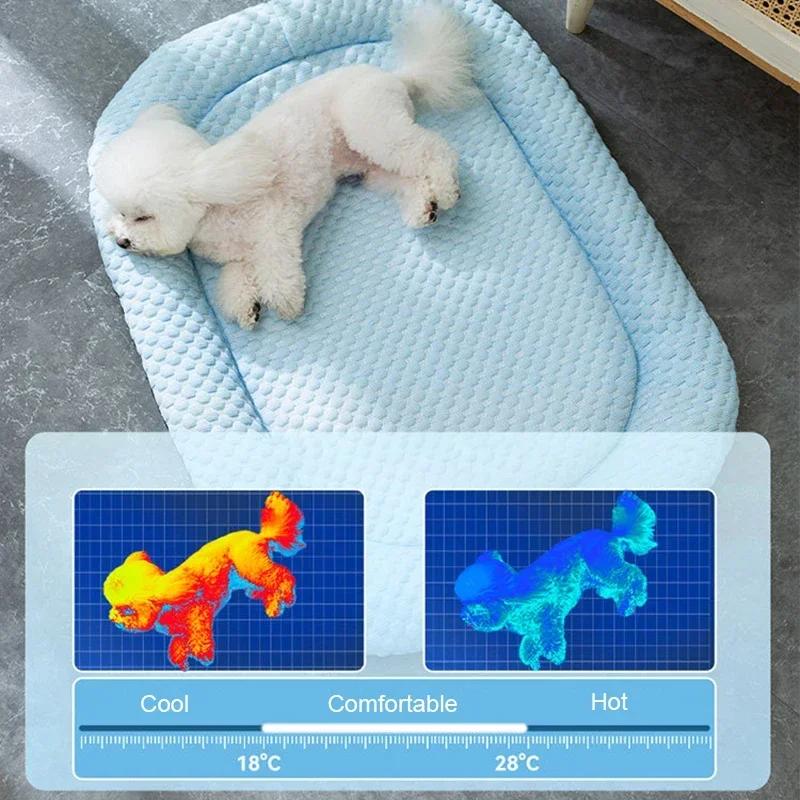 1PC Summer Cooling Pet Cat Bed Cushion Ice Pad Dog Sleeping Cloud Shape Mat for Puppy Dogs Pet Kennel Top Quality Cool Blue Mat
