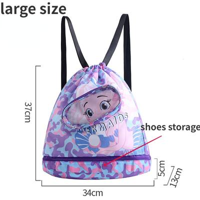 Kids Cartoon Waterproof Swimming Bag for Childrens Women Wet Dry Clothes with Shoes Goggles Storage Pouch Pool Sports Backpack