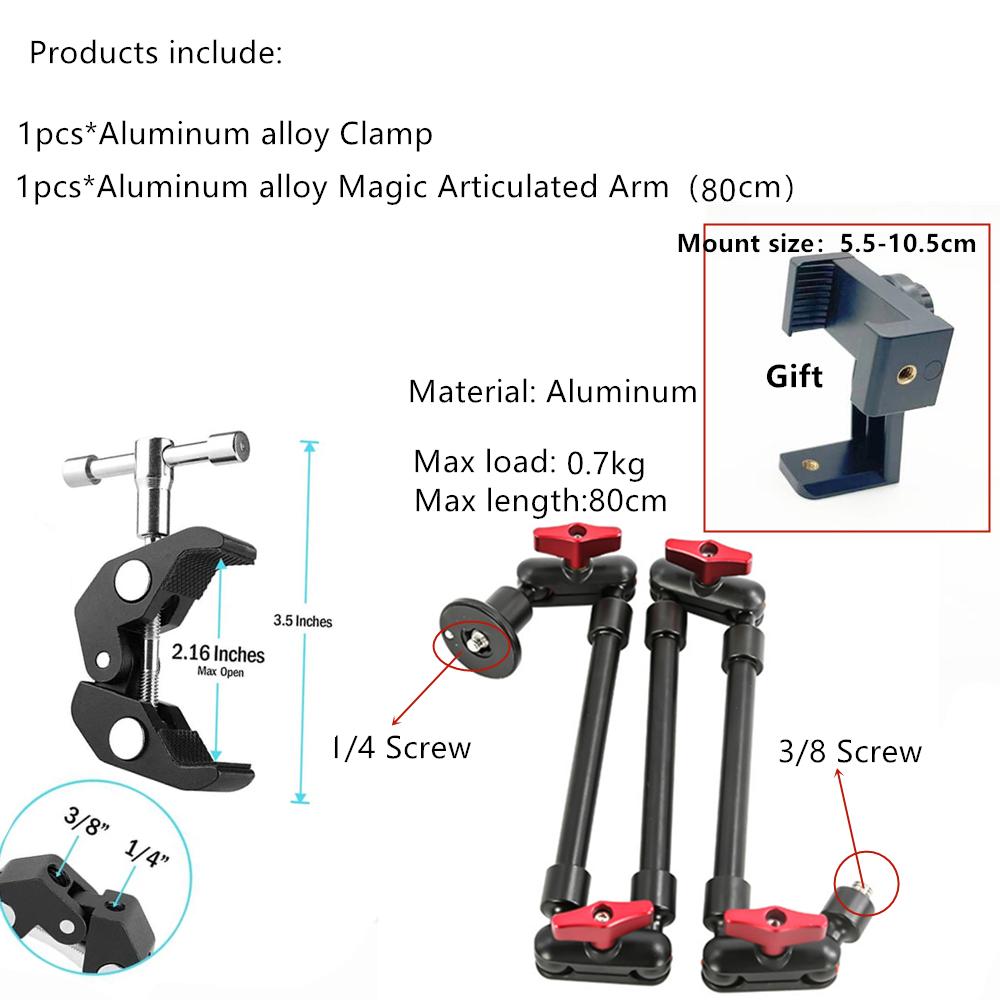 Magic Articulated Arm 32" Bracket for Gopor DSLR Camera Camcorder Smartphone Clamp Wall Mount Mini Tablet Webcam Video Studio