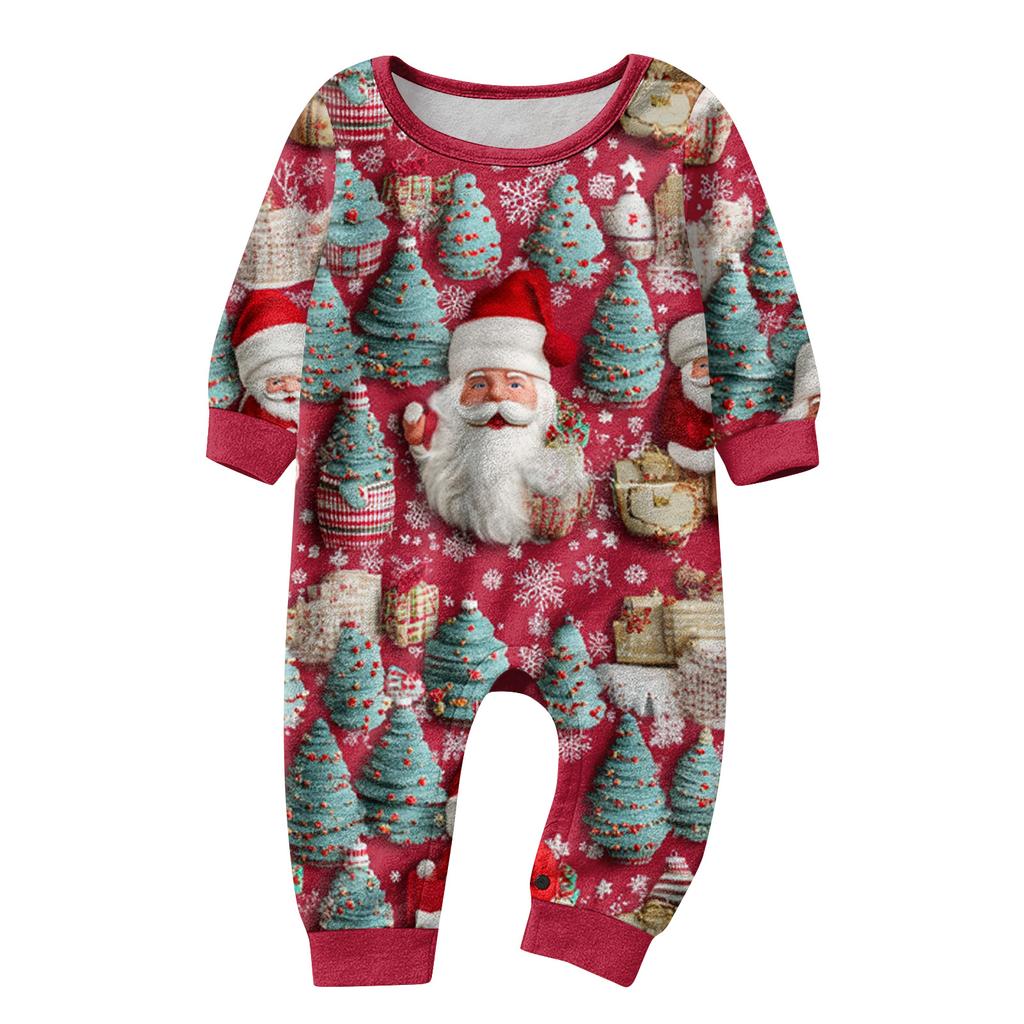 Matching Family Christmas Print Flannel Homewear Set Long-Sleeve Top And Pants